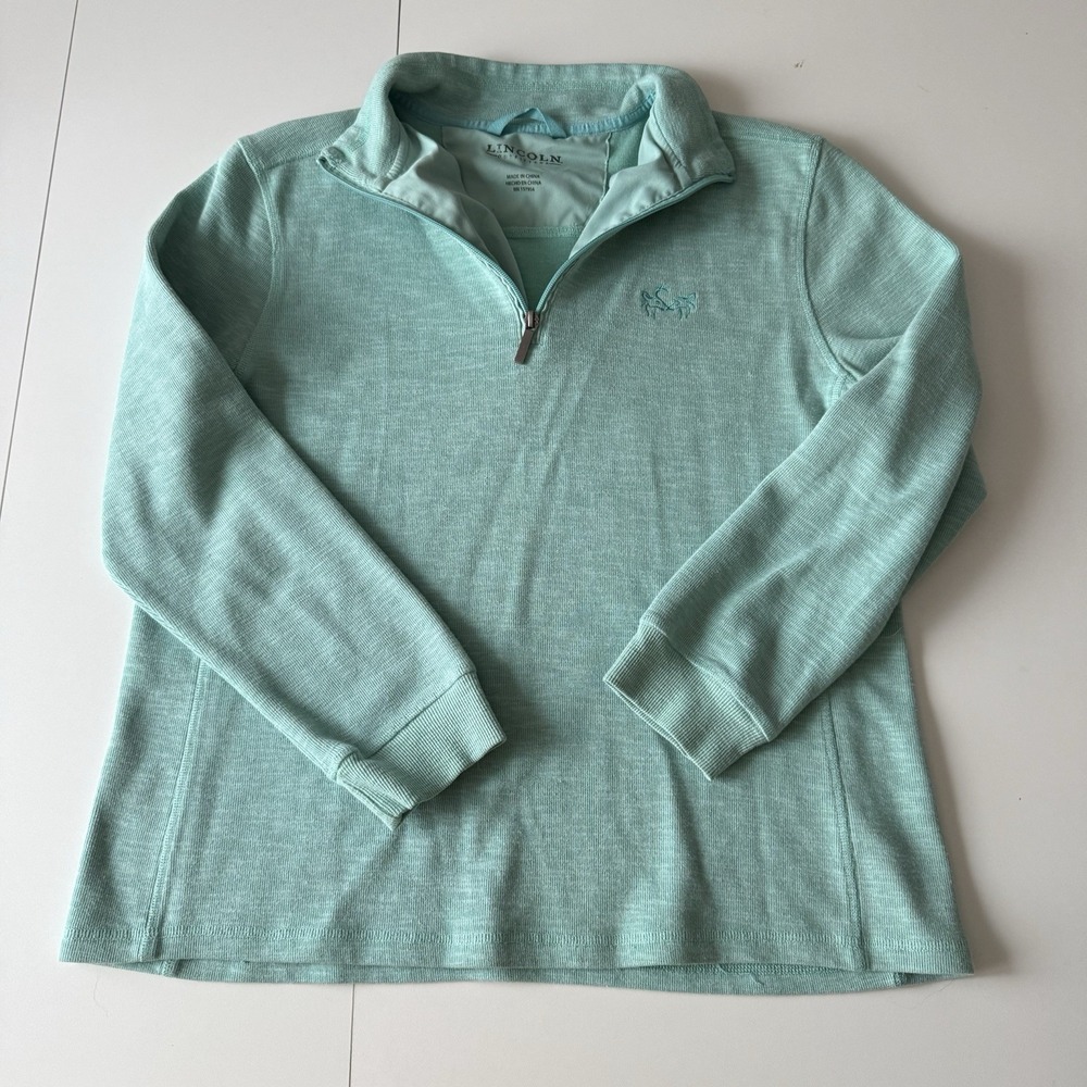 Lincoln Outfitters‎ Women's 1/4 Zip Turquoise Pullover Size L Relaxed Fit